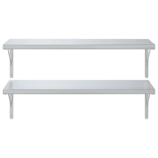 Vegghyller 2 stk 100x40 cm sølv rustfritt stål