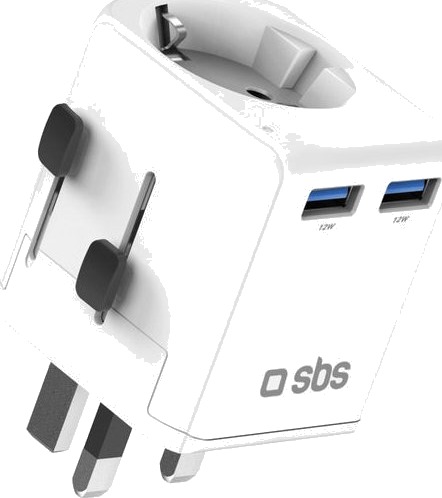 SBS Reiseadapter Universell Til Type C/E/F Hvit 2500W