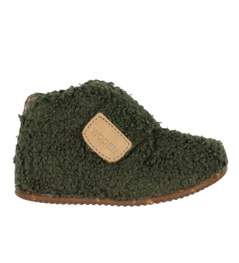 Woden Tøfler Kim Teddy Dark Olive 22 Babysko Grønn
