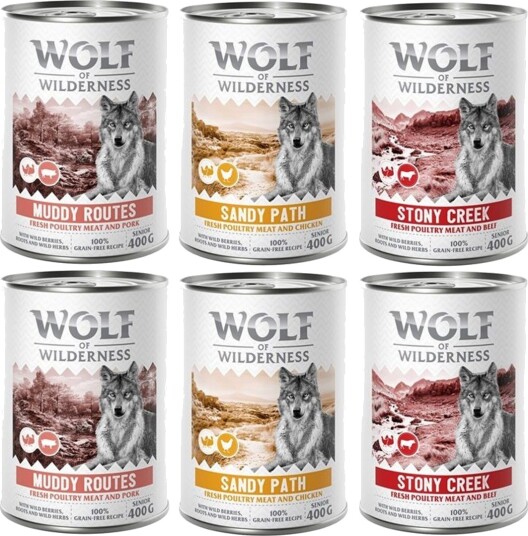 Wolf Of Wilderness Våtfôr Senior Ekspedisjon Blandet Pakke 6 X 400 G
