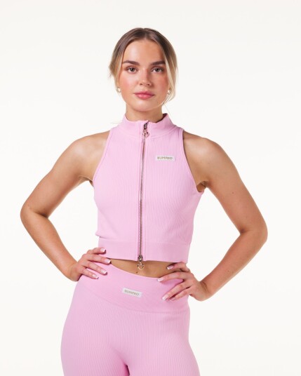 Bumpro Perfect Wide Rib Zip Tank Pink Prism - M