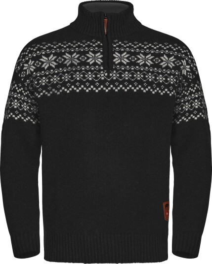Gridarmor Men"s Snøkrystall Half Zip Ullgenser Black/White 3XL Gridarmor Men"s Snøkrystall Half Zip Ullgenser Black/White 3XL