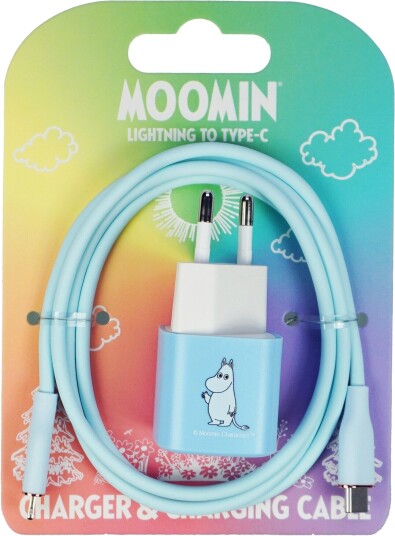 Moomin 20W Lightning til USB-C vegglader 1 m Blå