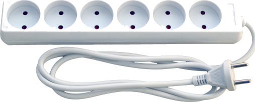 E-Line grenuttak med 6 uttak, 1,5 meter white 1.5 m