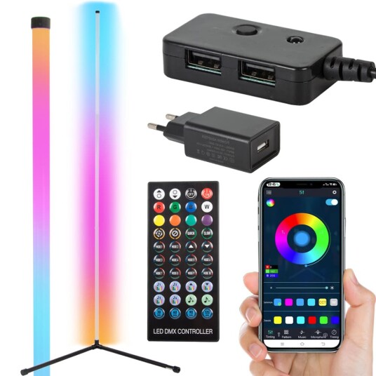 Stor LED RGB hjørnelampe | App og fjernkontroll 1,5 m