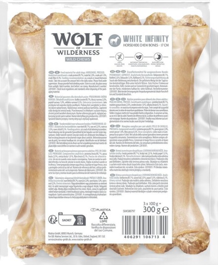 Wolf Of Wilderness Wolf Of Wildenress Tyggebein Laget Av Hestehud White Infinity 3 X 17 cm 300 G