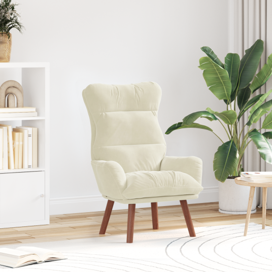 Avslappende stol Krem 69 x 74 x 93 cm Fløyel