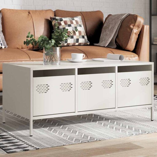  Salongbord hvit 101,5x50x43,5 cm kaldvalset stål 8721102930300