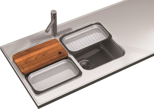 Stala A1400 Oppvaskbenk vendbar, med dobbel oppvaskkum 1400 x 600 mm, Kjøkken