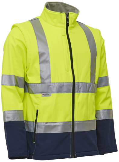 Elka Hi Vis Softshelljakke med Avtakbare Ermer 086500r Gul/marine Str. M