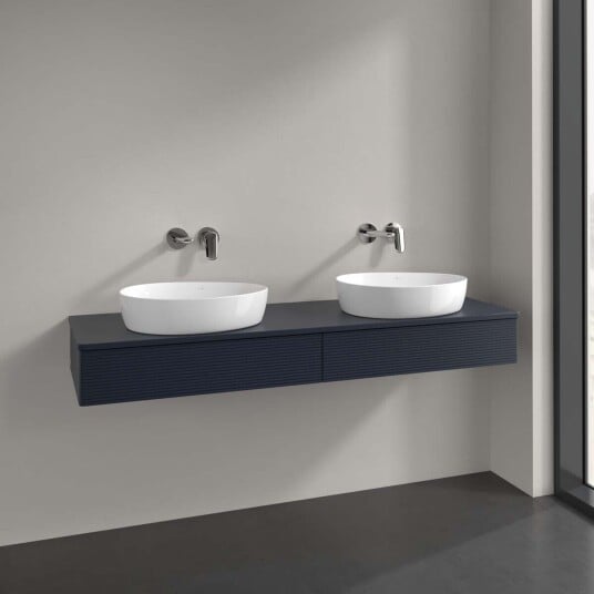 Villeroy & Boch Antao Servantskap med 2 skuffer 160x50x19 cm m/lys Blå Matt Villeroy & Boch Antao Servantskap med 2 skuffer 160x50x19 cm m/lys Blå Matt