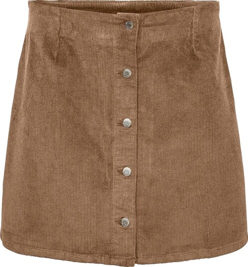 Vero Moda Curve   Kordfløyelsskjørt vmcEtta HR Short Cord Skater   Brun