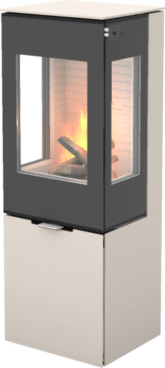 Rais Nexo 120 sand vedovn med sideglass og glassdør Rais Nexo 120 sand vedovn med sideglass og glassdør