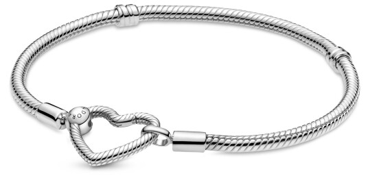 Pandora, Armbånd i 925 sølv med hjertelås, 18 cm Pandora, Armbånd i 925 sølv med hjertelås, 18 cm