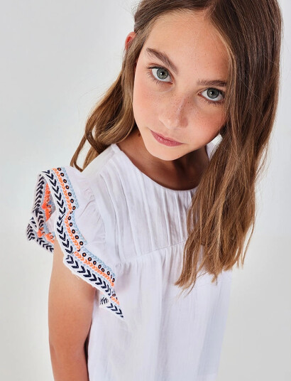 Boboli Loose Blouse Fantasy For Girl  Bci White 128