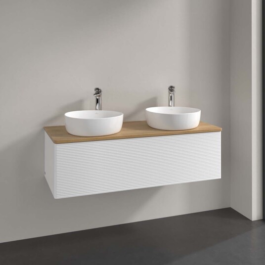 Villeroy & Boch Antao Servantskap med 1 skuff 120x50x36 cm u/lys Hvit Matt/Eik Villeroy & Boch Antao Servantskap med 1 skuff 120x50x36 cm u/lys Hvit Matt/Eik