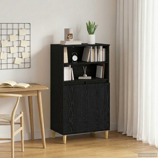 vidaXL Høyskap Svart eik 60 x 36 x 110 cm Konstruert tre