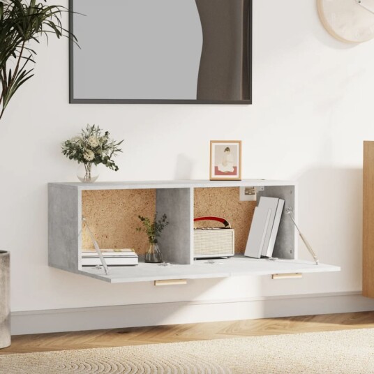 vidaXL Veggskap betonggrå 100x36,5x35 cm konstruert tre