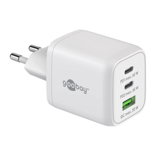 Goobay USB-Lader 1xUSB QC 3.0 2xUSB-C PD 65W - Hvit Goobay USB-Lader 1xUSB QC 3.0 2xUSB-C PD 65W - Hvit