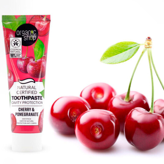 Naturlig Xylitol Tannpasta ORGANIC SHOP Cavity Protection Cherry & Pomegrate 100g