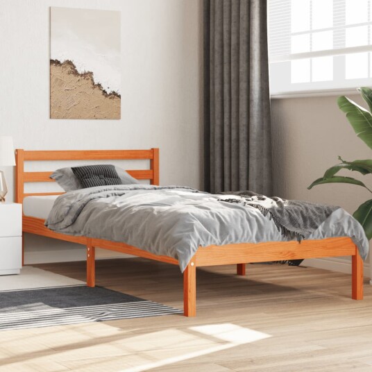vidaXL Sengeramme brun 100x200 cm heltre furu 8721012361676