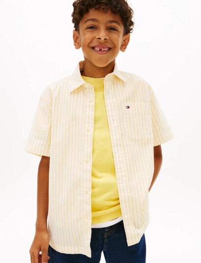 Tommy Hilfiger Flex Ithaca Stripe Shirt Ss Yellow 140