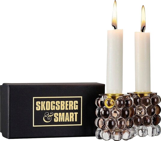 Skogsberg&Smart Lysestake Hurricane Boule Petite 2 pakning Grå