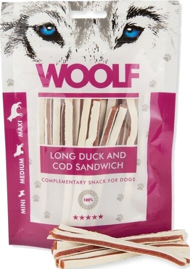 Woolf Long Duck Cod Sandwich Hundegodbit 100 G