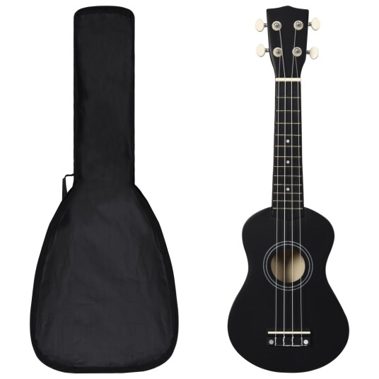 vidaXL Sopran-ukulele sett med veske for barn svart 21" vidaXL Sopran-ukulele sett med veske for barn svart 21"