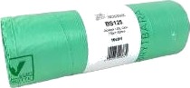 Sæk 125Liter B750xl1150mm 30My Pla Bionedbrydelig Standard Grøn,16 Rl X 10 Stk/Krt