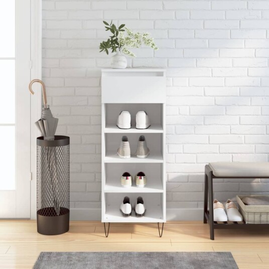 Skoskap høyglans hvit 40x36x105 cm konstruert tre 8721012115019 Skoskap høyglans hvit 40x36x105 cm konstruert tre 8721012115019