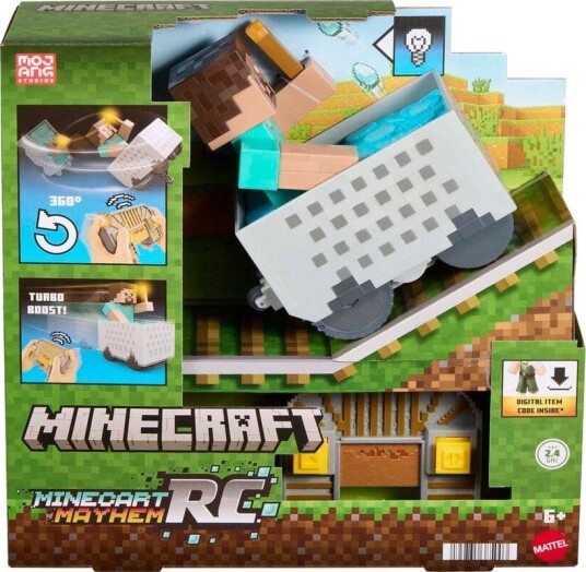 Minecraft RC Steve med Minecart - Wheelie Stunt & Turbo Boost - Lys - Multicolor - One Size Minecraft RC Steve med Minecart - Wheelie Stunt & Turbo Boost - Lys - Multicolor - One Size