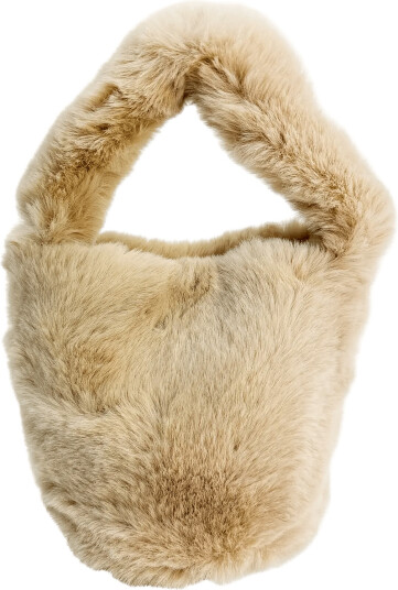 Pipol"s Bazaar Fluffy Bucket Tote Handbag Beige   Beige   ONE SIZE