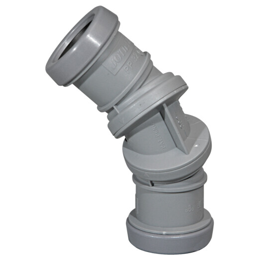 JOTIFLEX 32MM BEND 0-90° DOBBELMUFFE GRÅ JOTIFLEX 32MM BEND 0-90° DOBBELMUFFE GRÅ