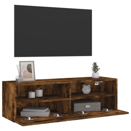 vidaXL Vegghengt TV-benk røkt eik 100x30x30 cm konstruert tre 8721012254749