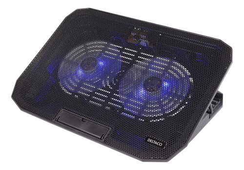 Deltaco LTC-100 Laptopkjøler med 2 x 120 mm vifter og LED-belysning, svart