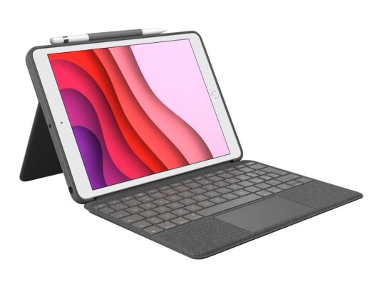Logitech Combo Touch - Tastatur Og Folioveske - Med Styrepute - Bakgrunnsbelyst - Apple Smart Connector - Qwerty - Italiensk - Oxford-Grå - For Apple 10.9-Inch Ipad (10. Generasjon)