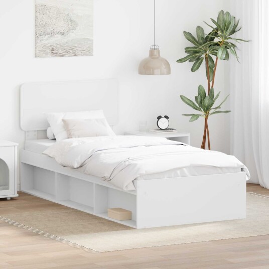  Sengestamme med hodegjerde Hvit 90 x 200 cm Massiv furu
