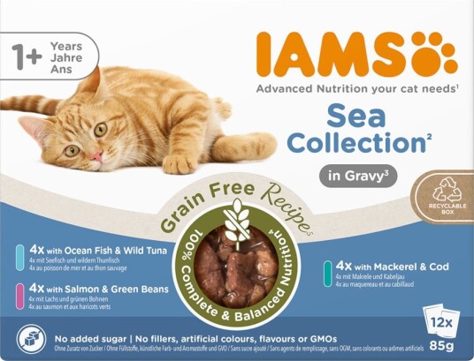 IAMS Grain Free Sea Collection Kattemat i Saus 12x85g