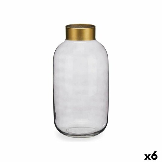 Gift Decor Vase Grå Gyllen Glass 14,5 X 29,5 X 14,5 Cm (6 Enheter)