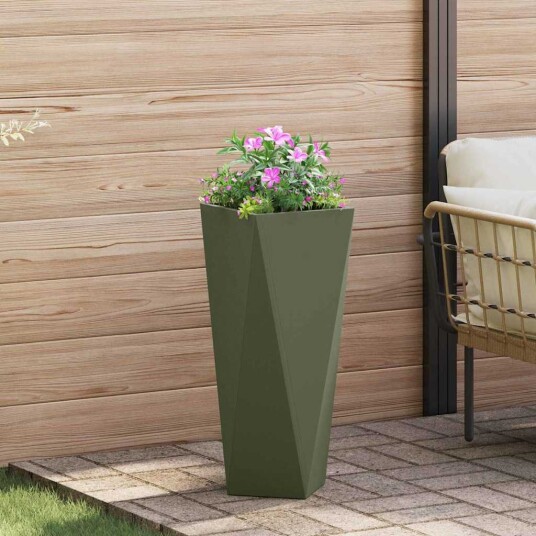 vidaXL Plantekassed Olivengrønn 30 x 30 x 75 cm Stål