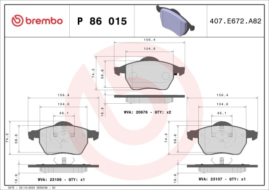 Bremseklosser BREMBO P 86 015