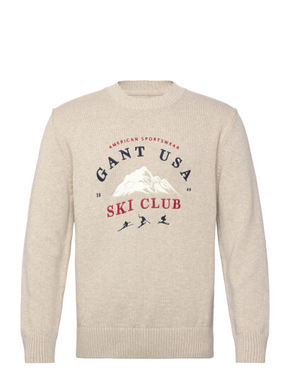 GANT Embroidered Graphic C-Neck - Beige - L GANT Embroidered Graphic C-Neck - Beige - L