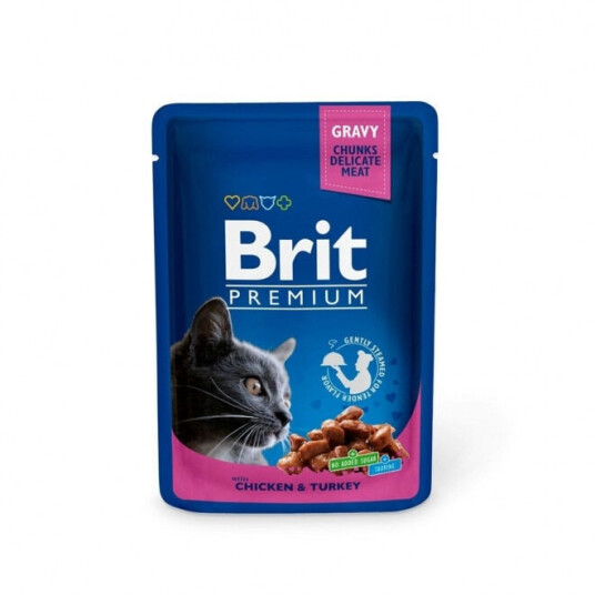 Brit Premium Porsjonsposer Med Kylling & Kalkun For Katter