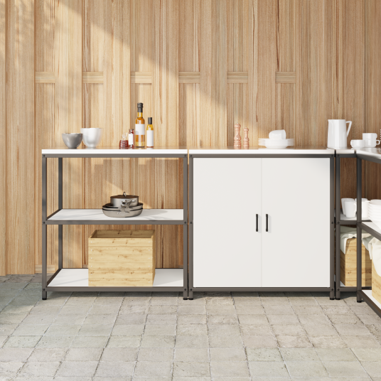  Kjøkkenoppbevaringssett med hylle 2 pcs Hvit 180 x 50 x 92 cm