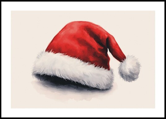 Watercolor Santa Hat Plakat Plakat / 30x40cm