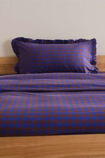 Jotex Frill Putetrekk Med Volangen Økologisk 50x90 Cm Lysebrun/klar blå LAUREN 19524811106