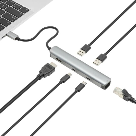 Plexgear USB-C-multiadapter CB1024 - 6 porter Plexgear USB-C-multiadapter CB1024 - 6 porter
