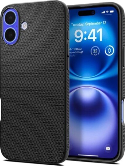 Spigen Liquid Air TPU Deksel til iPhone 16 - Matt Svart