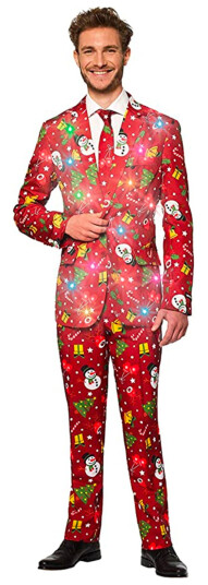 OppoSuits Suitmeister Christmas Red Icons Light Up Dress  XLarge